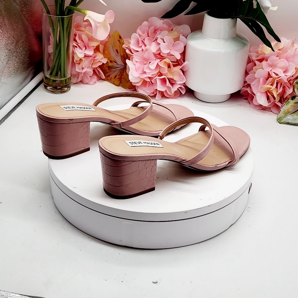 Steve Madden Issy Block Heel Slide Sandal Pink Sz 9.5M - Picture 9 of 16